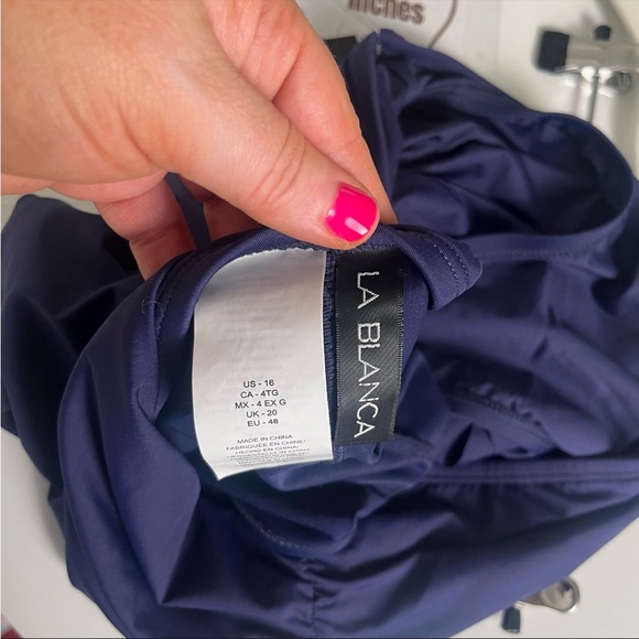 La Blanca Island Goddess Ruffle Bikini Bottom Shorts Skirt Sz 16 NWT Indigo Blue - Picture 6 of 8